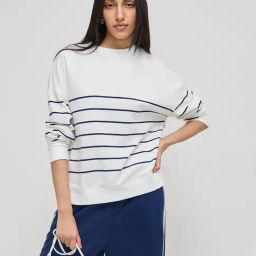 LOV by Westside White Stripe Printed Cotton Sweatshirt-image-51