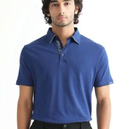Rare Rabbit Blue Regular Fit Solid Polo T-Shirt-picture-35