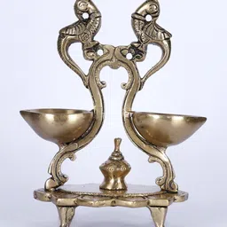 Exotic India Brass Designer Peacocks Lamp-image-21