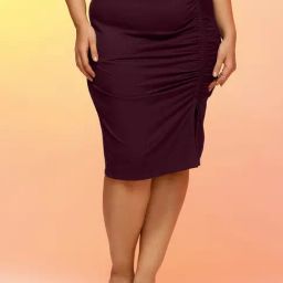 CURVE BY KASSUALLY Maroon Below Knee Skirt-48