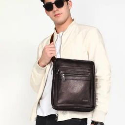 SASSORA KAYA Brown Leather Medium Cross Body Bag-14