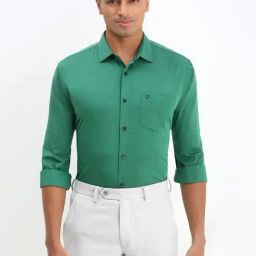 Allen Solly Green Cotton Slim fit Solid Formal Shirt-image-61