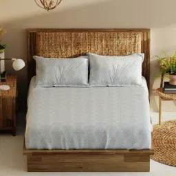 Bianca Monkler Grey & Blue 210 TC Cotton King Bedsheet with 2 Pillow Covers-image-62