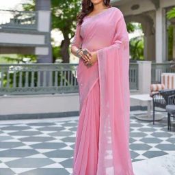 Satrani Pink Embellished Saree With Unstitched Blouse-image-54