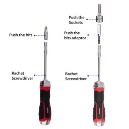Agaro 46Pcs Screwdriver & Bit Set Red & Black image 3
