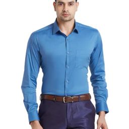 Park Avenue Blue Slim Fit Shirt-image-35