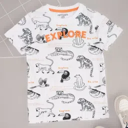 Pantaloons Junior Boys White Cotton Printed T-Shirts-picture-43