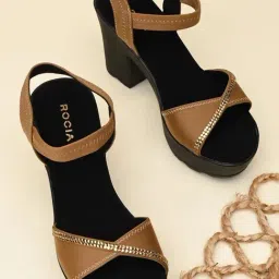 Rocia by Regal Women's Tan Ankle Strap Sandals-image-71