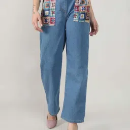 Campus Sutra Blue Regular Fit Patchwork Jeans-picture-13