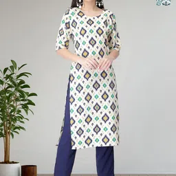 HERE&NOW Women Ethnic Motifs Printed Regular Kurta with Trousers-picture-7