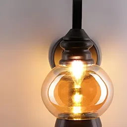 KINIS Black & Gold-Toned Textured Metal Spherical Shaped Wall Lamp With Bulb-10