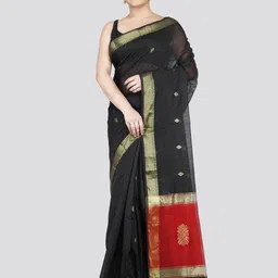 PinkLoom Woven Design Zari Saree-image-1