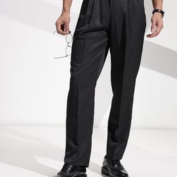 encore by INVICTUS Men Textured Pleated Formal Trousers-image-39