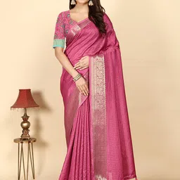 J 6 DESIGNER Woven Design Zari Art Silk Block Print Saree-picture-18