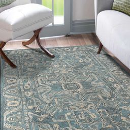 saraswatii global Blue & Beige Floral Anti-Skid Woollen Carpet-17