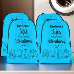 Aura Blue & Black 4 Pieces Printed Foldable Laundry Bags-image-68