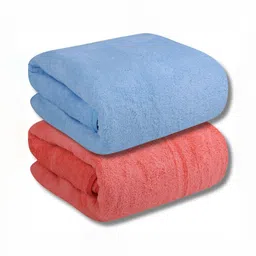 Fezora Blue & Pink 2 Pieces Microfiber 400 GSM Super Absorbent Bath Towels-5