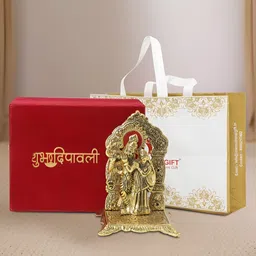 INTERNATIONAL GIFT Gold-Toned God & Goddess Radha Krishna Chowki Religious Idol Showpiece-image-90