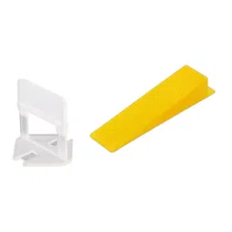 TileMaster 100 Pcs Tile Leveling Spacer Clip with 50 Wedges 2 mm Non-Magnetic Durable Plastic Yellow & White 22.8 cm Length TM-75-22