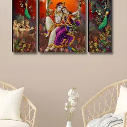 SAF Red & Green Set of 3 Piece Wood Religious Wall Paintings-picture-30