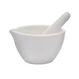 J-SCP Mortar and Pestle White Porcelain 150 ml Capacity Top Outer Dia 105 mm, J-440-1