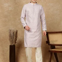 House of Pataudi Embroidered Straight Kurta & Trousers-picture-38