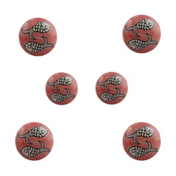 Indianshelf 6Pcs Peach-Colored & Black Textured Ceramic Knobs-image-97