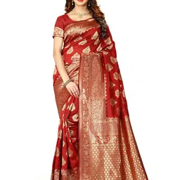 KALINI Woven Design Zari Silk Blend Designer Kanjeevaram Saree-image-45