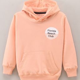 Doreme Full Sleeves Hooded Sweatshirt Florida Beach Club Print - Peach-image-74