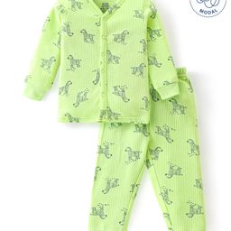 Babyoye Cotton Modal Blend Zebra Printed Full Sleeves Thermal Inner Wear Set - Green-image-12