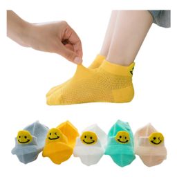 MOMISY Cotton Ankle Length Anti Skid  Tube Socks Smiley Design Pack of 5 - Multicolour-image-93