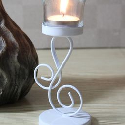 Hosley Clear Glass Tealight Candle Holder - White-28