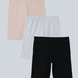 Charm n Cherish Pack Of 3 Solid Solid Shorts - Beige Grey & Black-image-80