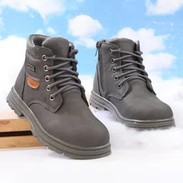Cute Walk by Babyhug Winter Boots with Lace Up Closure - Grey-picture-3
