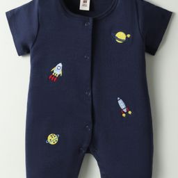 ToffyHouse 100% Cotton Interlock Half Sleeves Outer Space Print - Navy Blue-picture-23