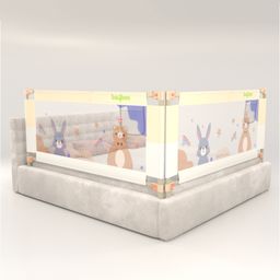 BAYBEE Baby Bed Rail Guard for Baby Toddlers Safety, Portable Kids Bed Rail Safeguard Fence with Adjustable Height | Foldable Single Side Bed Protector for Newborn Baby (Pack of 2, White/Beige, 150x80cm)-93