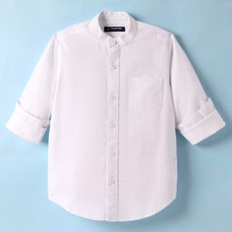 Pine Kids Full Sleeves Cotton Woven Solid Color Shirt - White-image-18