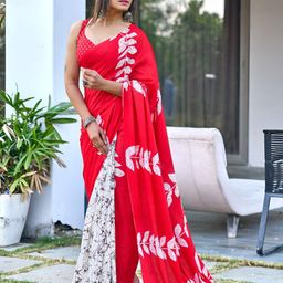 AMRUTKALA SAREES Pure Cotton Floral Block Print Saree-picture-40