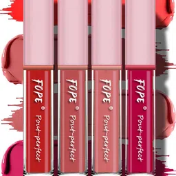 FOPE Pout Perfect Set Of 4 Long Lasting Matte Liquid Lipstick - 4ml Each- 04- 05 - 07 - 10-73