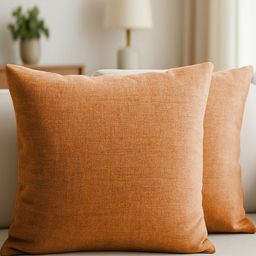 CASABLEU Orange Set of 2 Square Cushion Covers-11