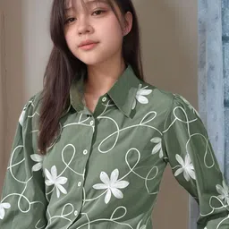 Myshka Girls Floral Embroidered Shirt Style Top-image-69