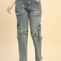 Global Republic Women Smart Straight Fit High-Rise Cargos Trousers-image-44