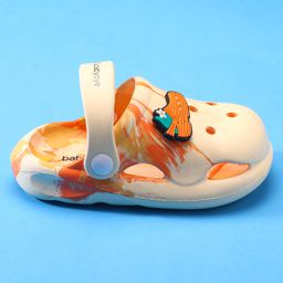 Babyoye Slip On Clogs With Back Strap Marble Print & Applique - Orange image 4