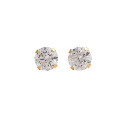 STUDEX 24K Pure Gold Plated Stainless Steel Cubic Zirconia Studded Circular Shaped Studs-11