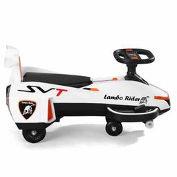 fab n funky 2 In 1 Kids Battery Operated Electrical Swing Car With Music & Lights -White| Smooth PU Wheels| Comfortable Seat| Electric & Manual Operation image 5