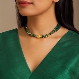NINAMAAYRA Gold-Plated Artificial Stones and Beads Mangalsutra-image-34