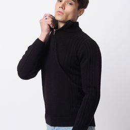 ARMISTO Men Chunky Ribbed Half Zipper Woollen Pullover-image-16
