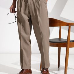 encore by INVICTUS Men Textured Pleated Formal Trousers-image-7