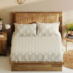 Bianca Monkler Sand 210 TC Cotton King Bedsheet with 2 Pillow Covers-image-30
