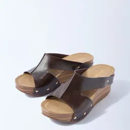 LUNA BLU by Westside Brown Wedge-Heel Sandals-picture-6